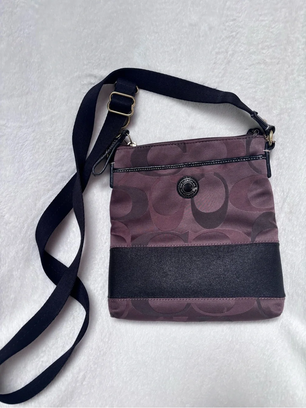 Coach Brown and Black Signature Crossbody Bag